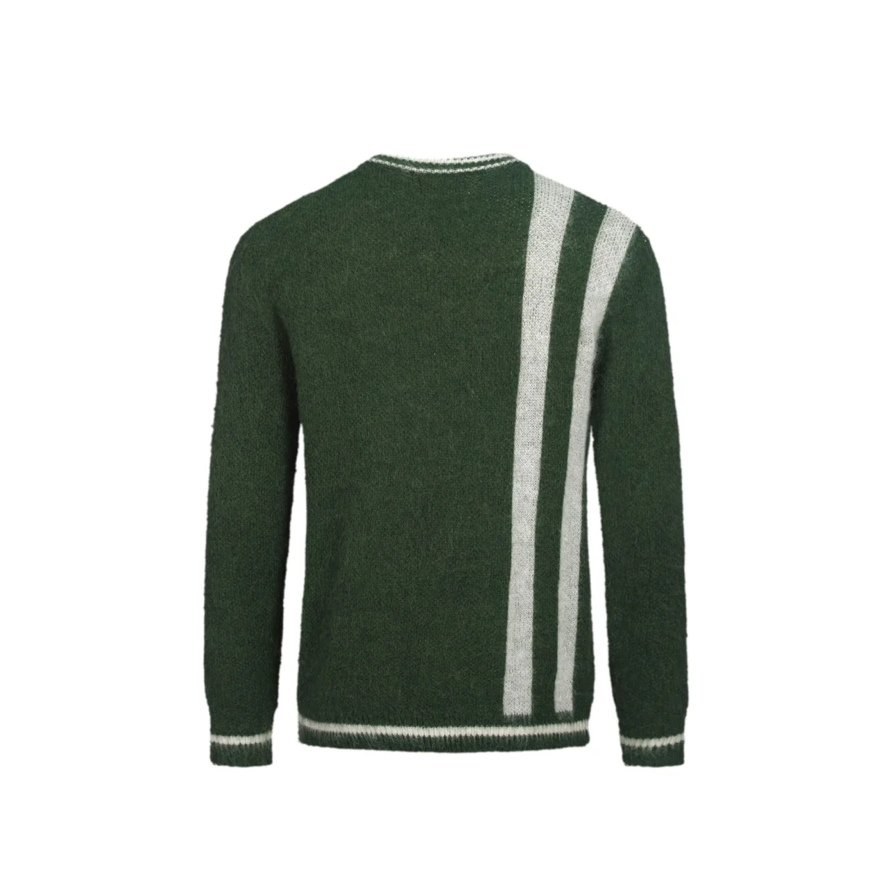 Men's green striped plush knitted sweater - Image 3