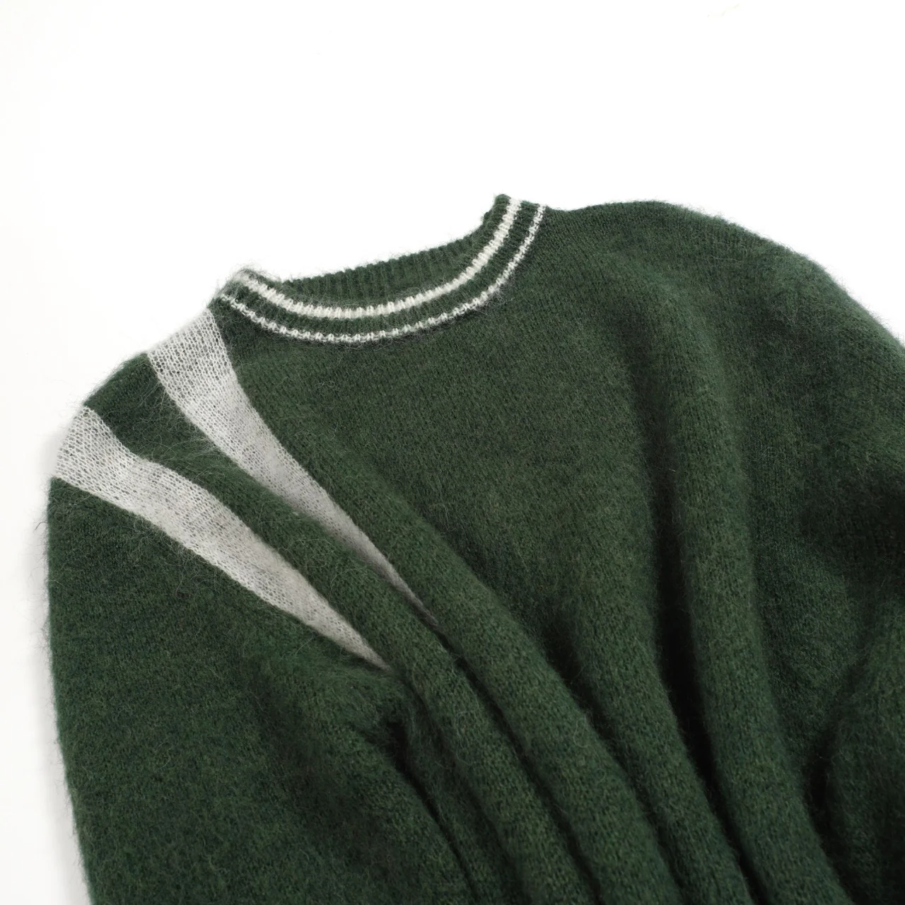 Men's green striped plush knitted sweater - Image 8