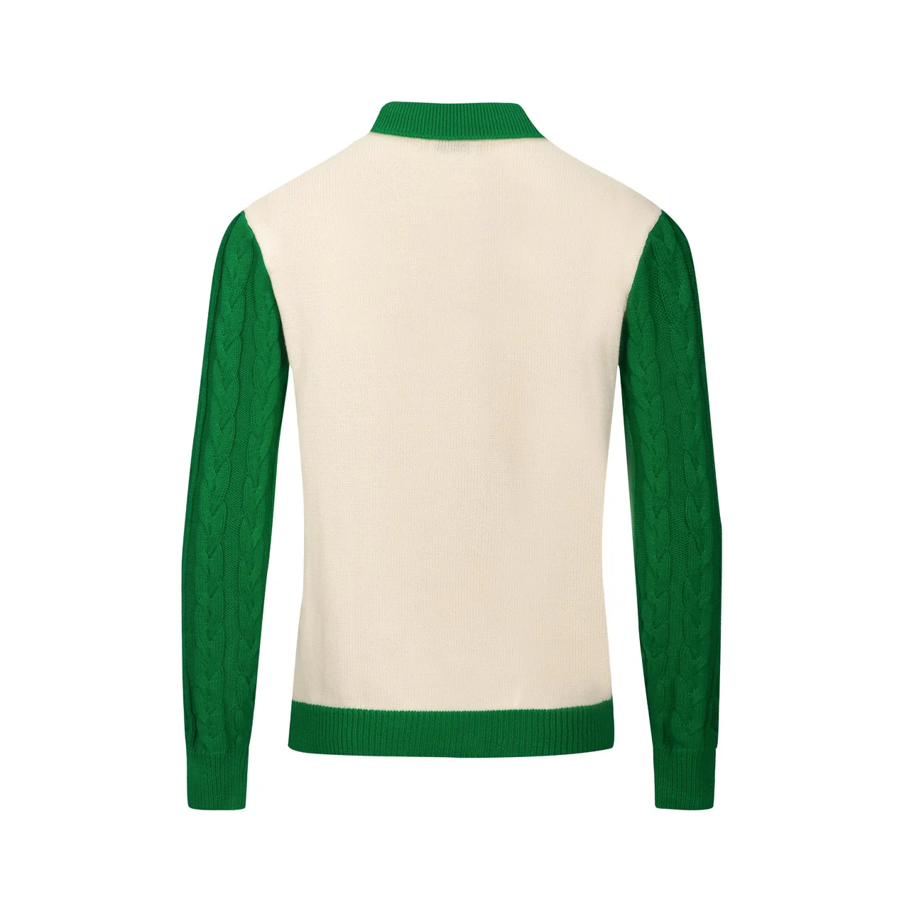 Men's green twist vintage knitted polo shirt - Image 3