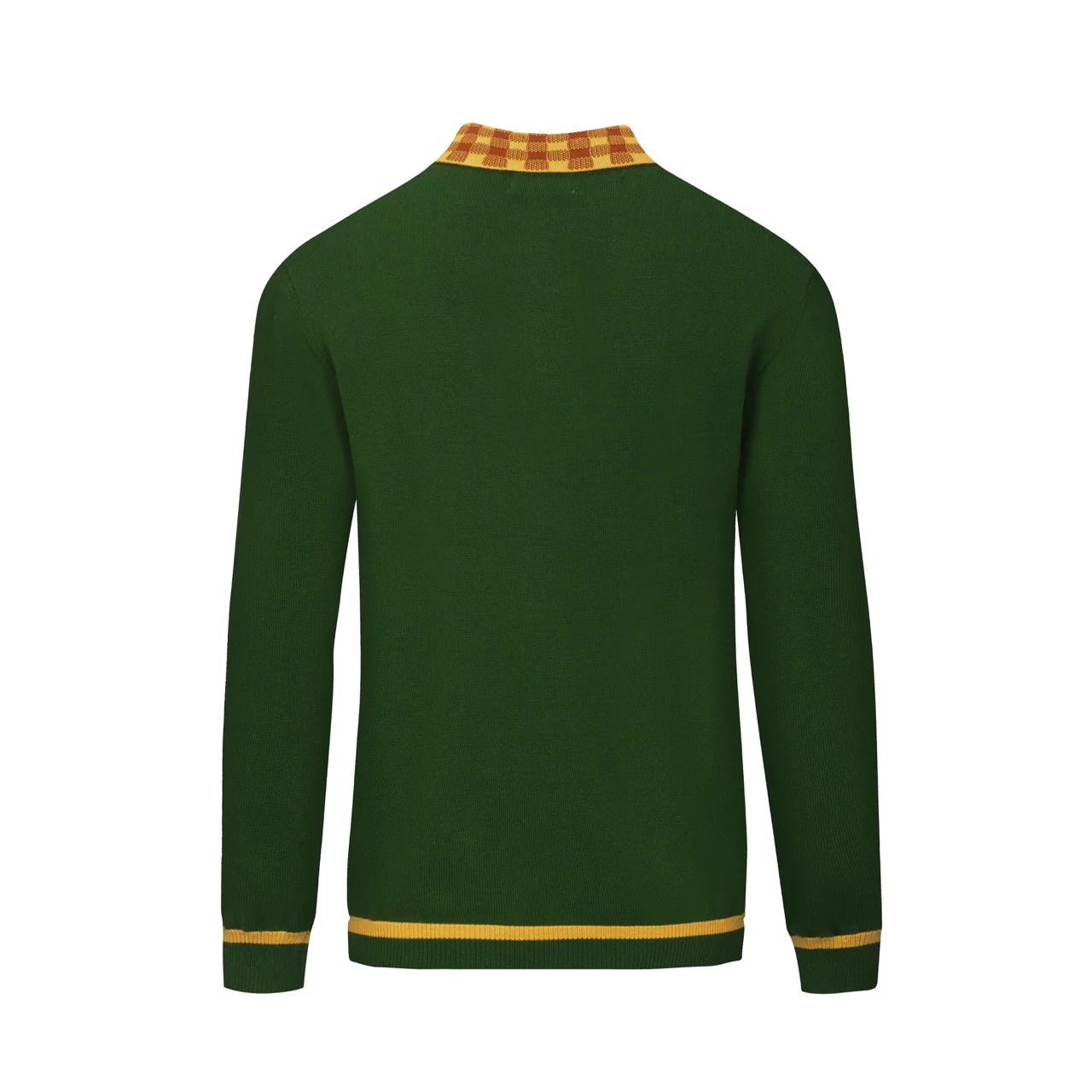 Men's green vintage art jacquard knitted polo shirt - Image 3