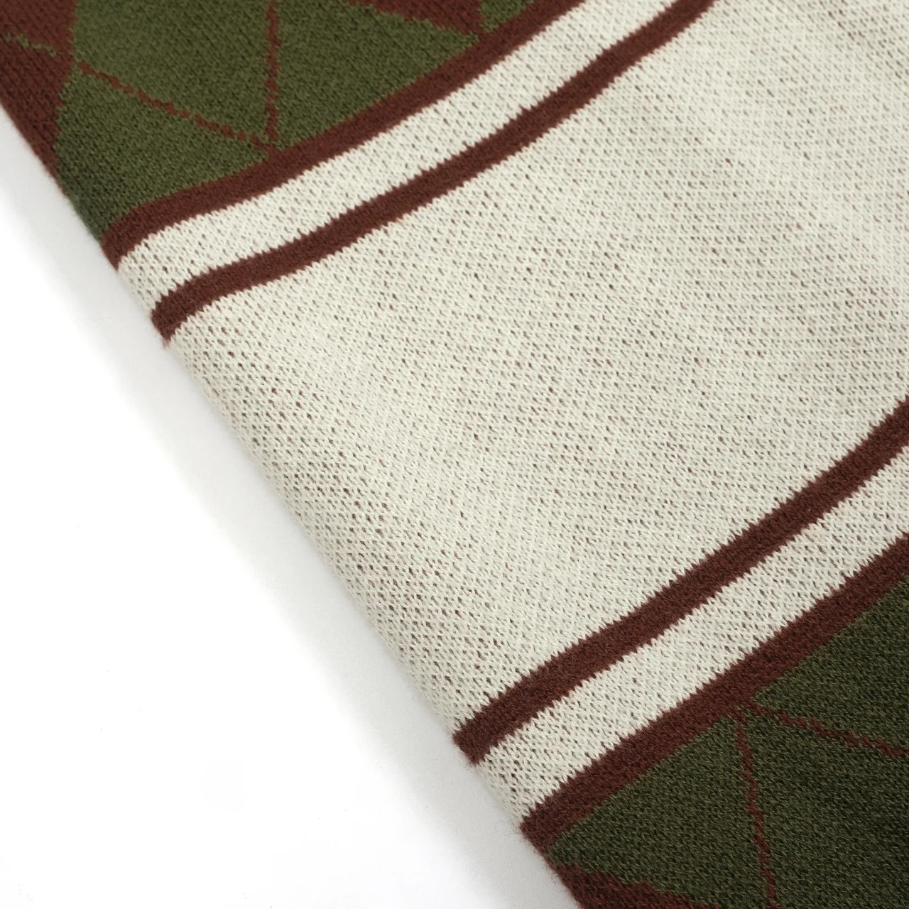 Men's green vintage diamond check knit zipper cardigan - Image 7