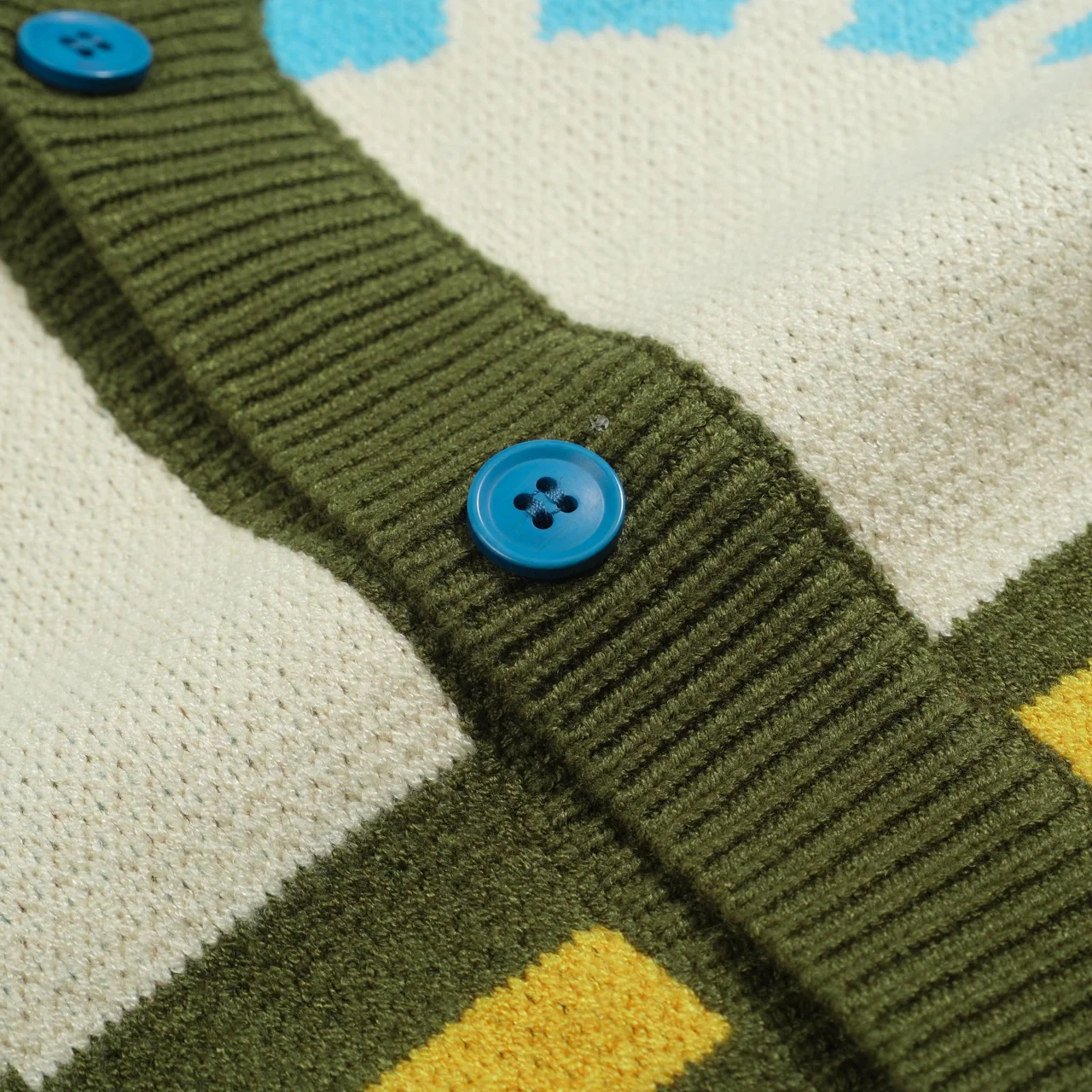 Men's green vintage jacquard art sweater jacket - Image 6
