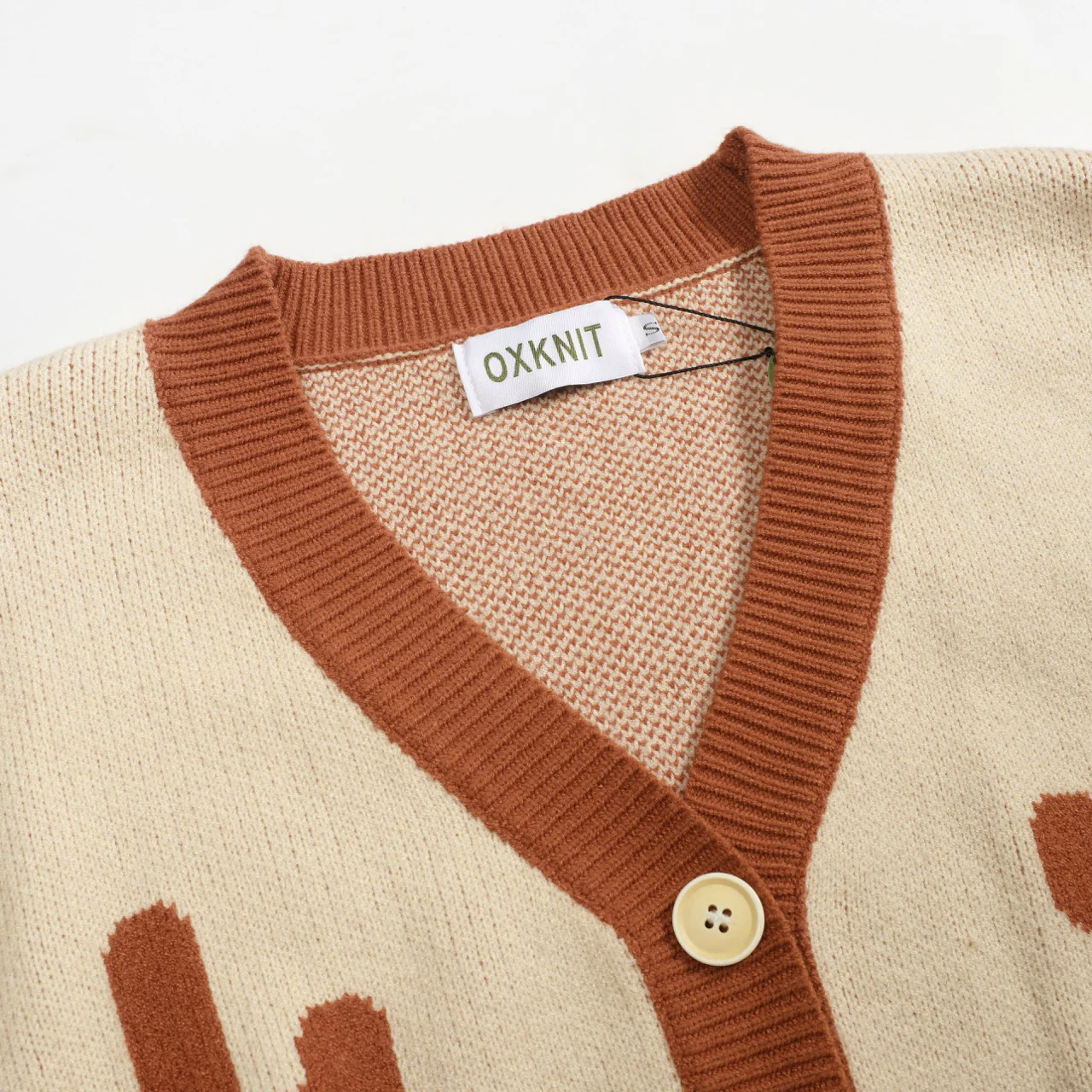 Men's khaki cactus striped jacquard sweater coat - Image 4