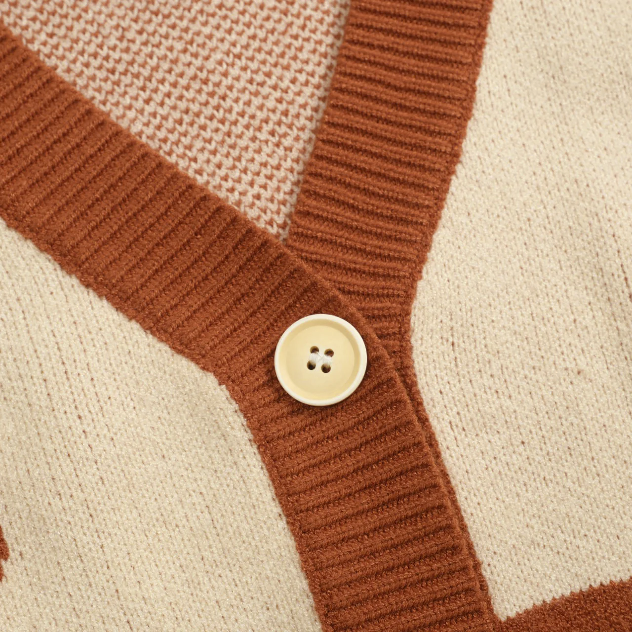 Men's khaki cactus striped jacquard sweater coat - Image 5