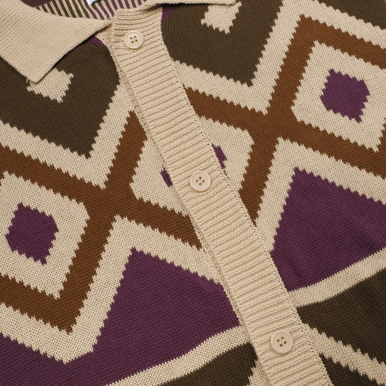 Men's khaki color trendy street jacquard cardigan - Image 2