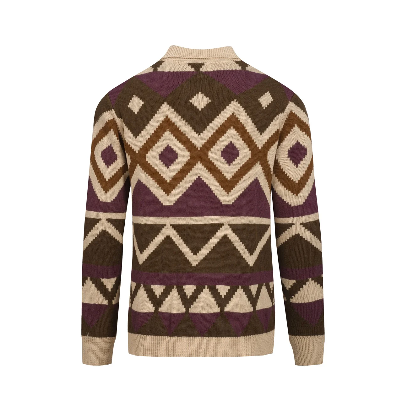 Men's khaki color trendy street jacquard cardigan - Image 3