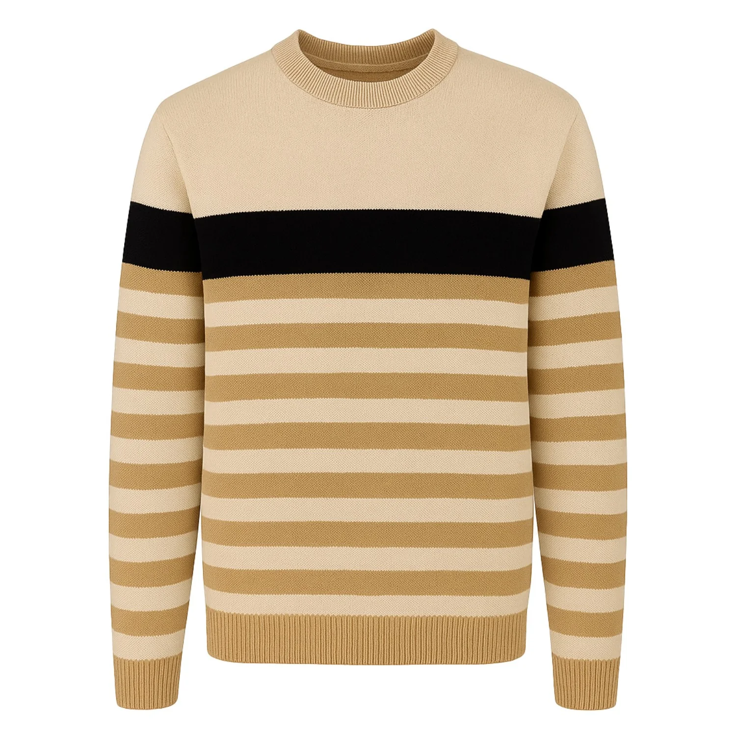 Men's Khaki Fashion Stripes Vintage Street Jacquard Knitwear