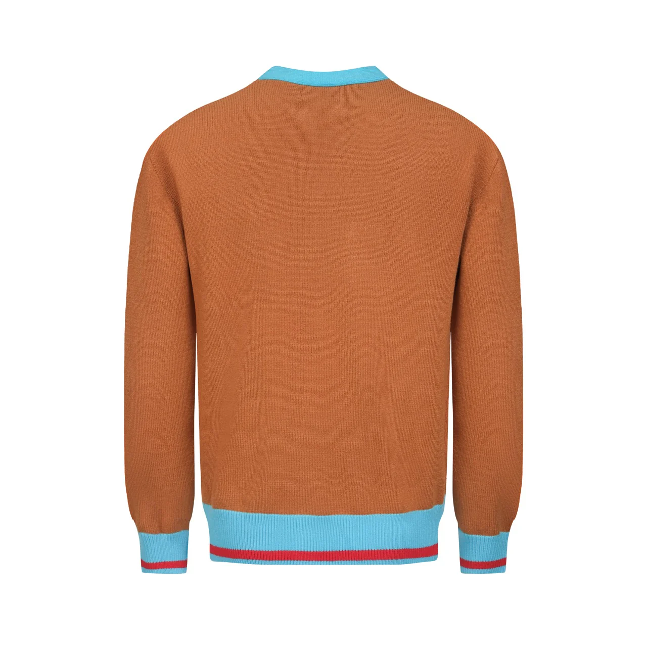 Men's khaki vintage art striped sweater jacket - Image 3