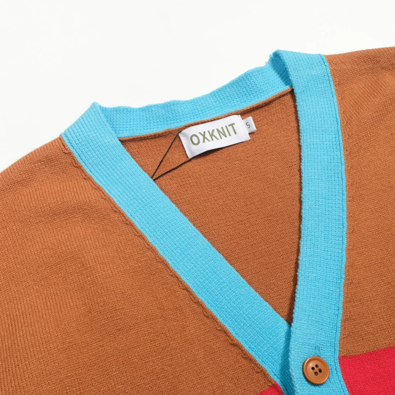 Men's khaki vintage art striped sweater jacket - Image 4