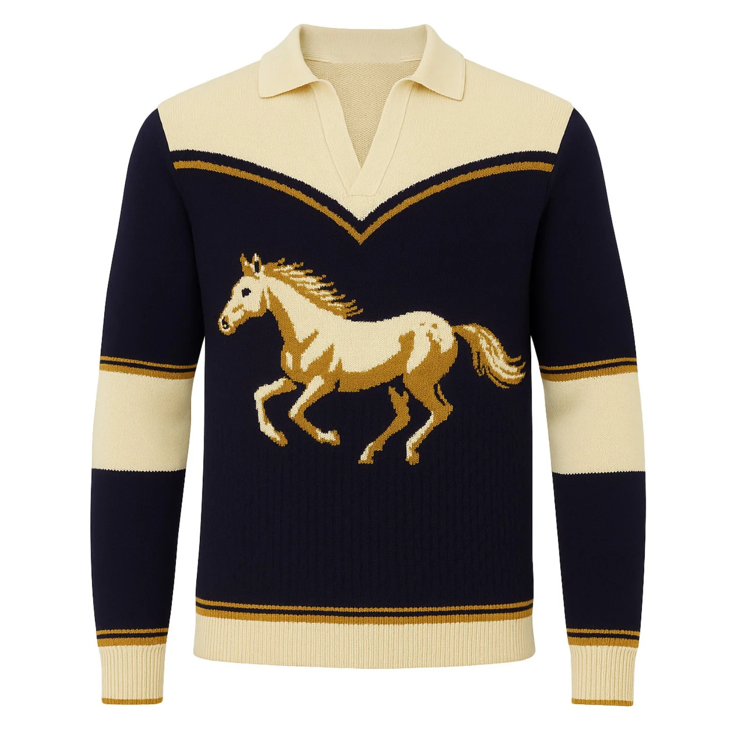 Men's multi-color classic animal print jacquard knit polo shirt