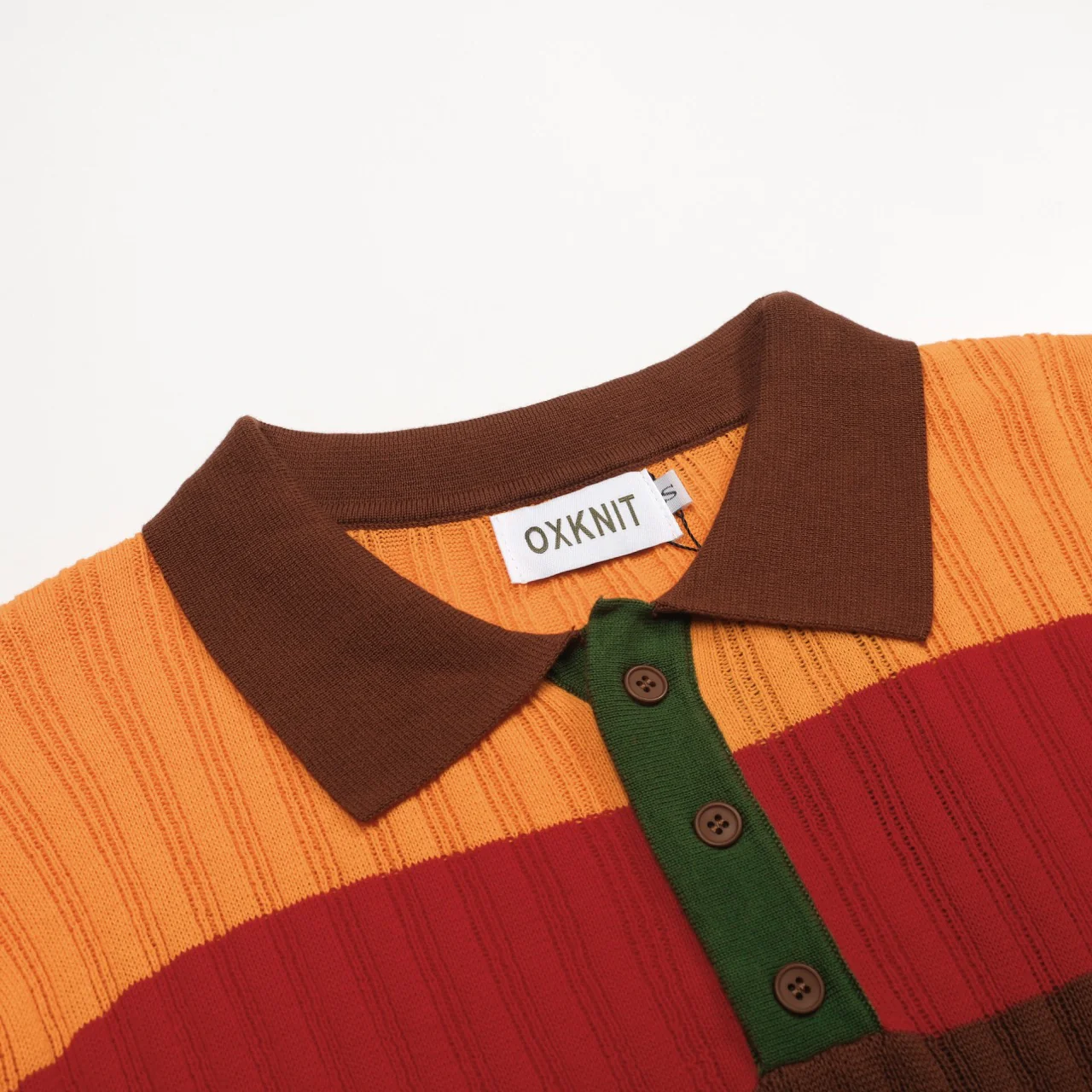 Men's multi-color striped classic art retro knitted polo shirt - Image 4