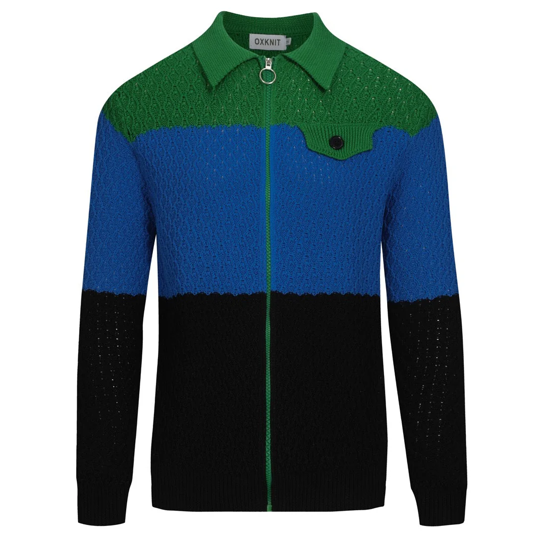 Men's multi-color trendy street jacquard cardigan