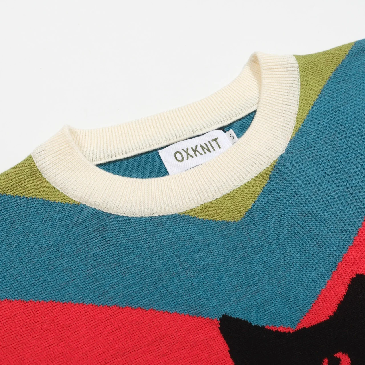 Men's multi-colored striped cat knit T-shirt- Designed by Lim Heng Swee - Image 5