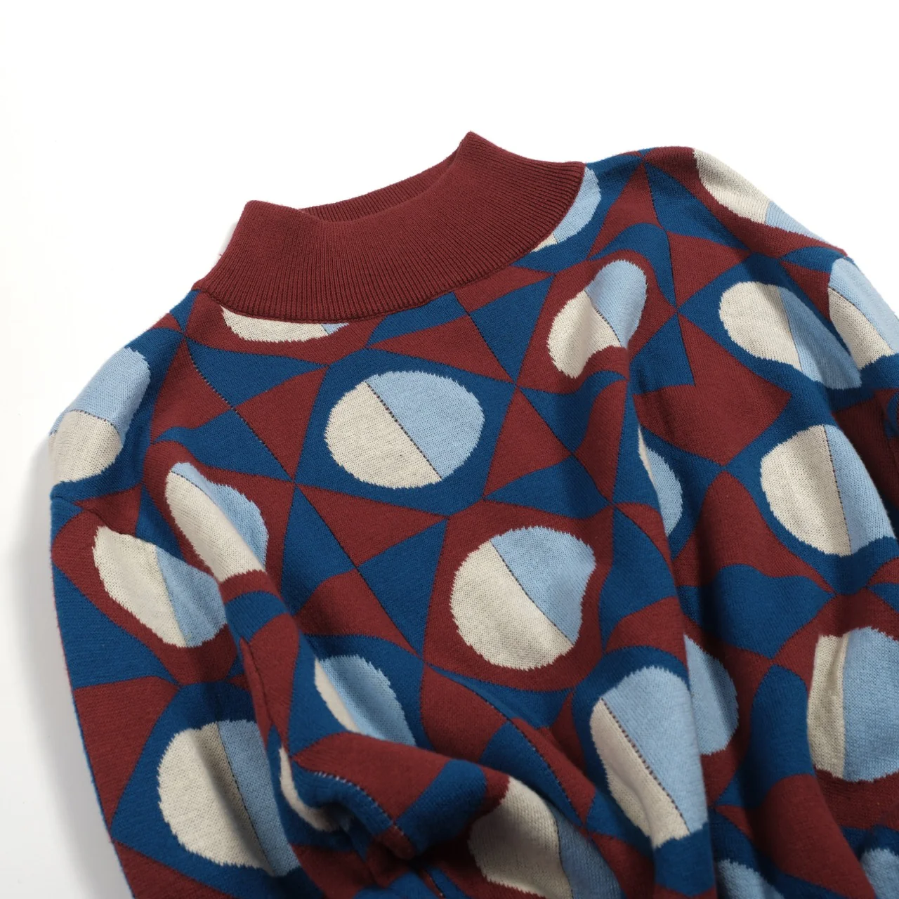 Men's multicolor retro artistic fashion high-neck knitwear - Image 10