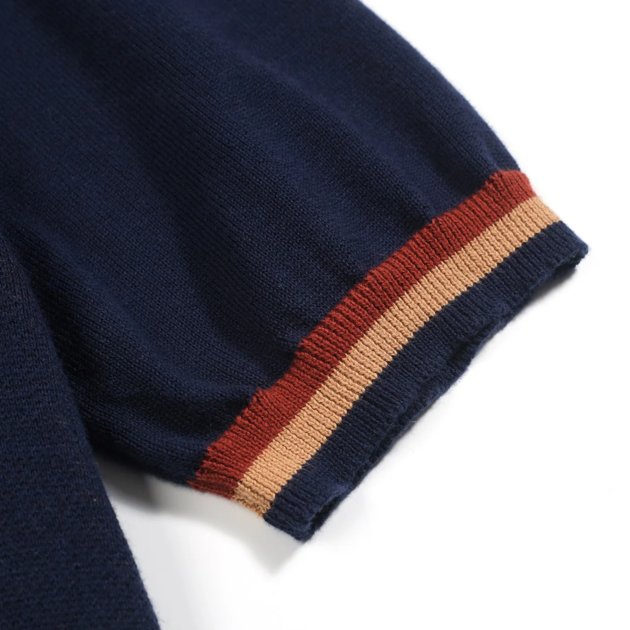 Men's navy blue vintage striped diamond check cardigan - Image 6
