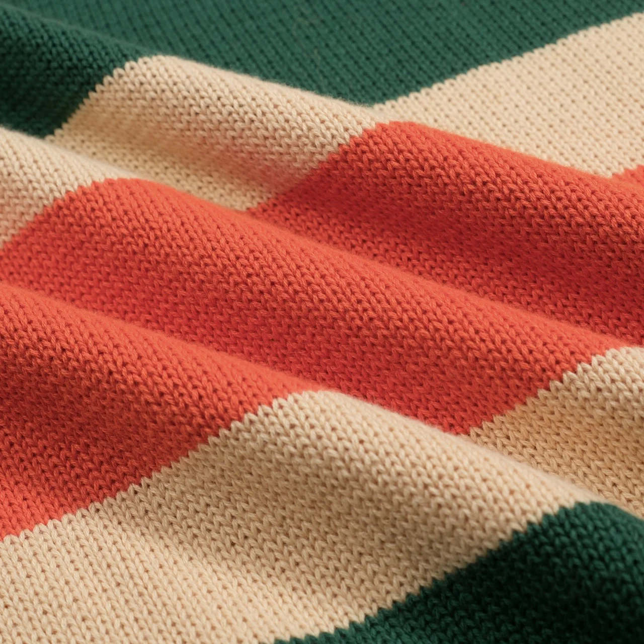 Men's orange and green striped jacquard knitted polo shirt - Image 2