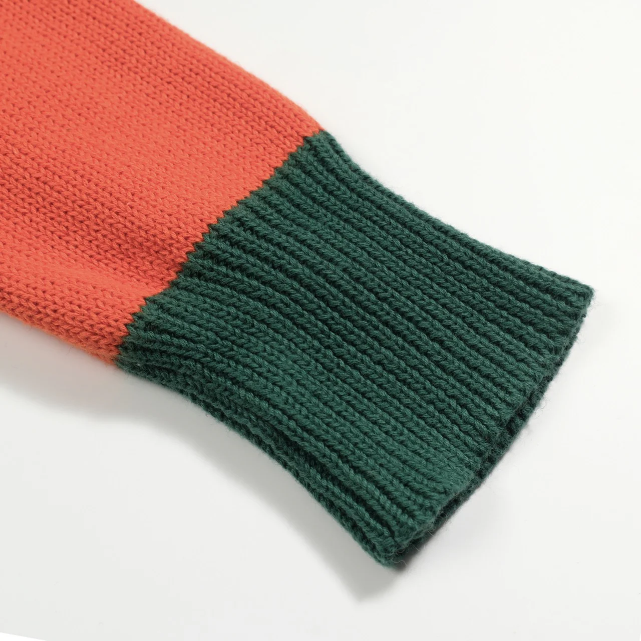 Men's orange and green striped jacquard knitted polo shirt - Image 6