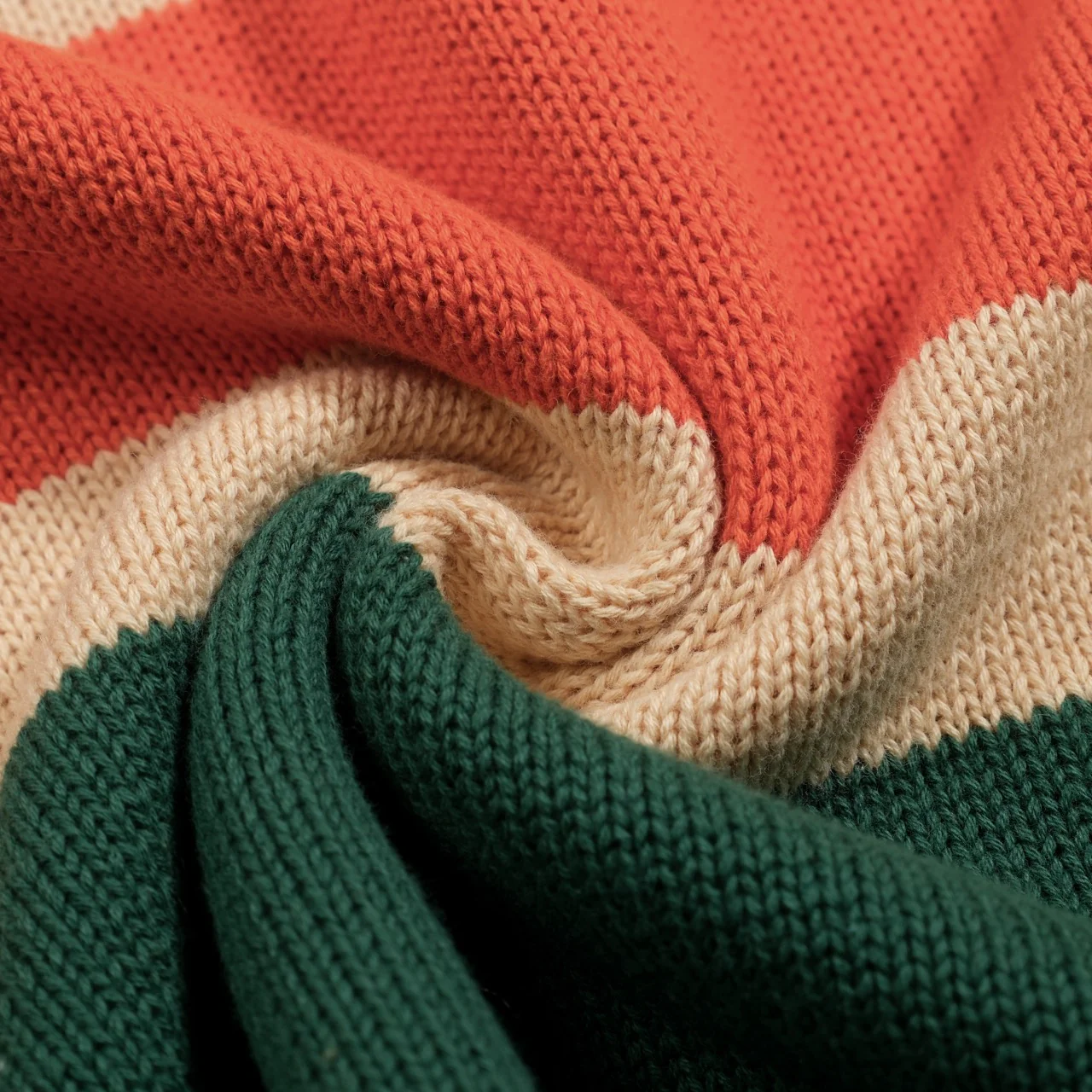 Men's orange and green striped jacquard knitted polo shirt - Image 8