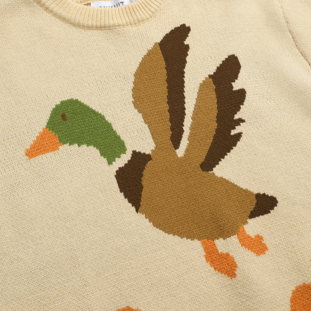 Men's orange duck jacquard vintage sweater - Image 4