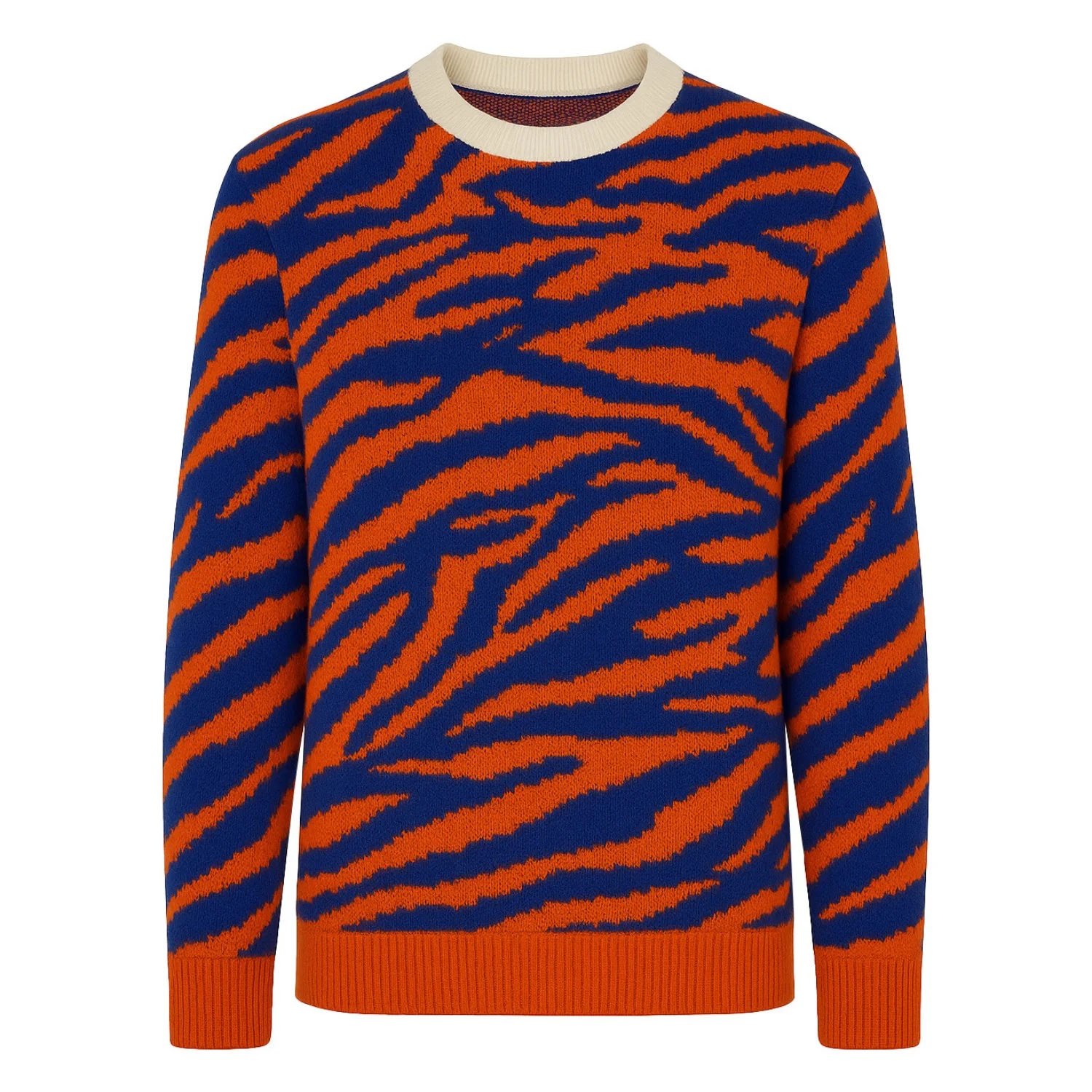 Men's orange-patterned artistic fashion jacquard knitwear