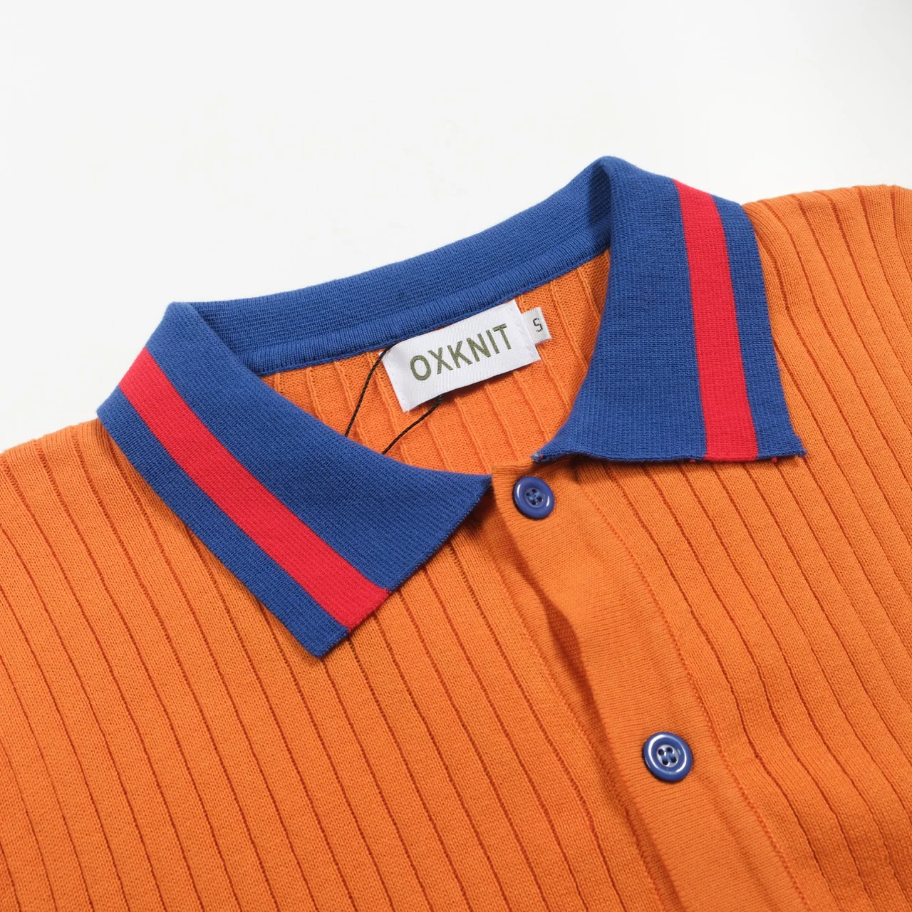 Men's orange pit texture retro knitted cardigan - Image 4