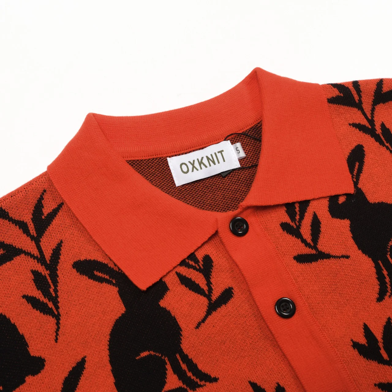 Men's orange rabbit plant jacquard cardigan - Image 4