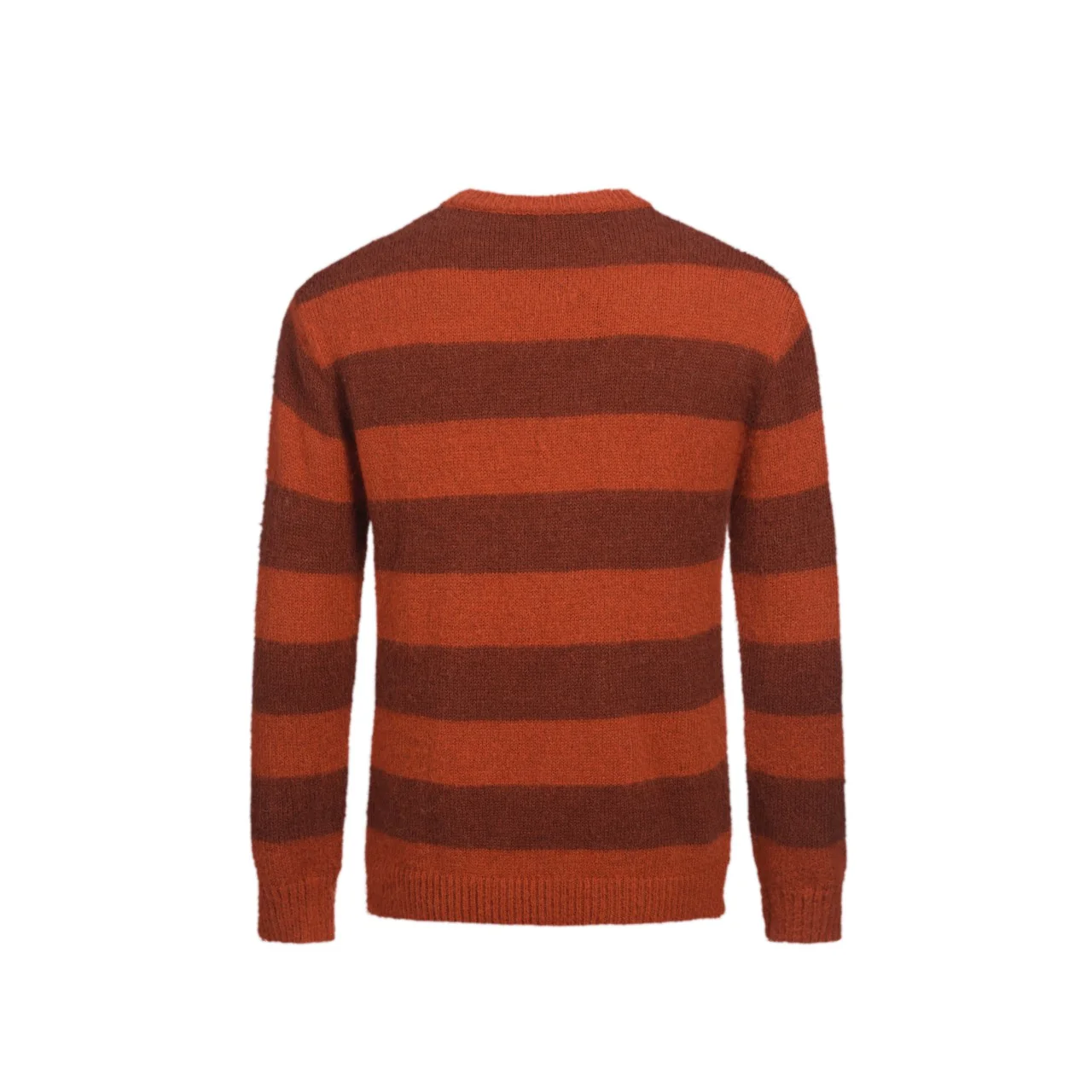 Men's orange striped plush knitted sweater - Image 3