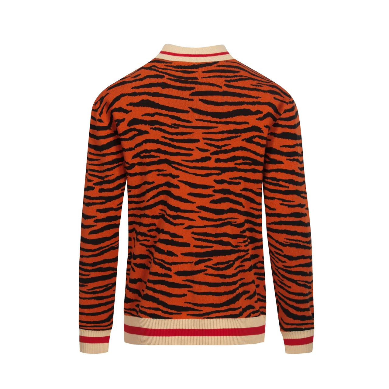 Men's orange striped zipper cardigan - Image 3