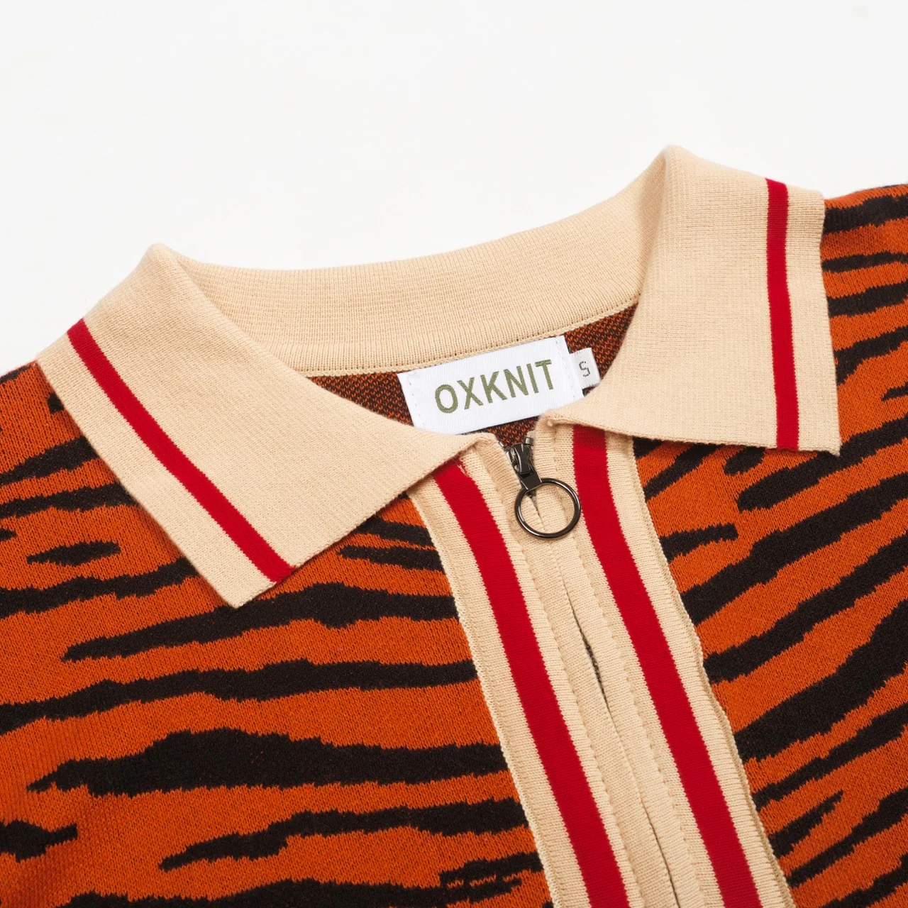 Men's orange striped zipper cardigan - Image 4