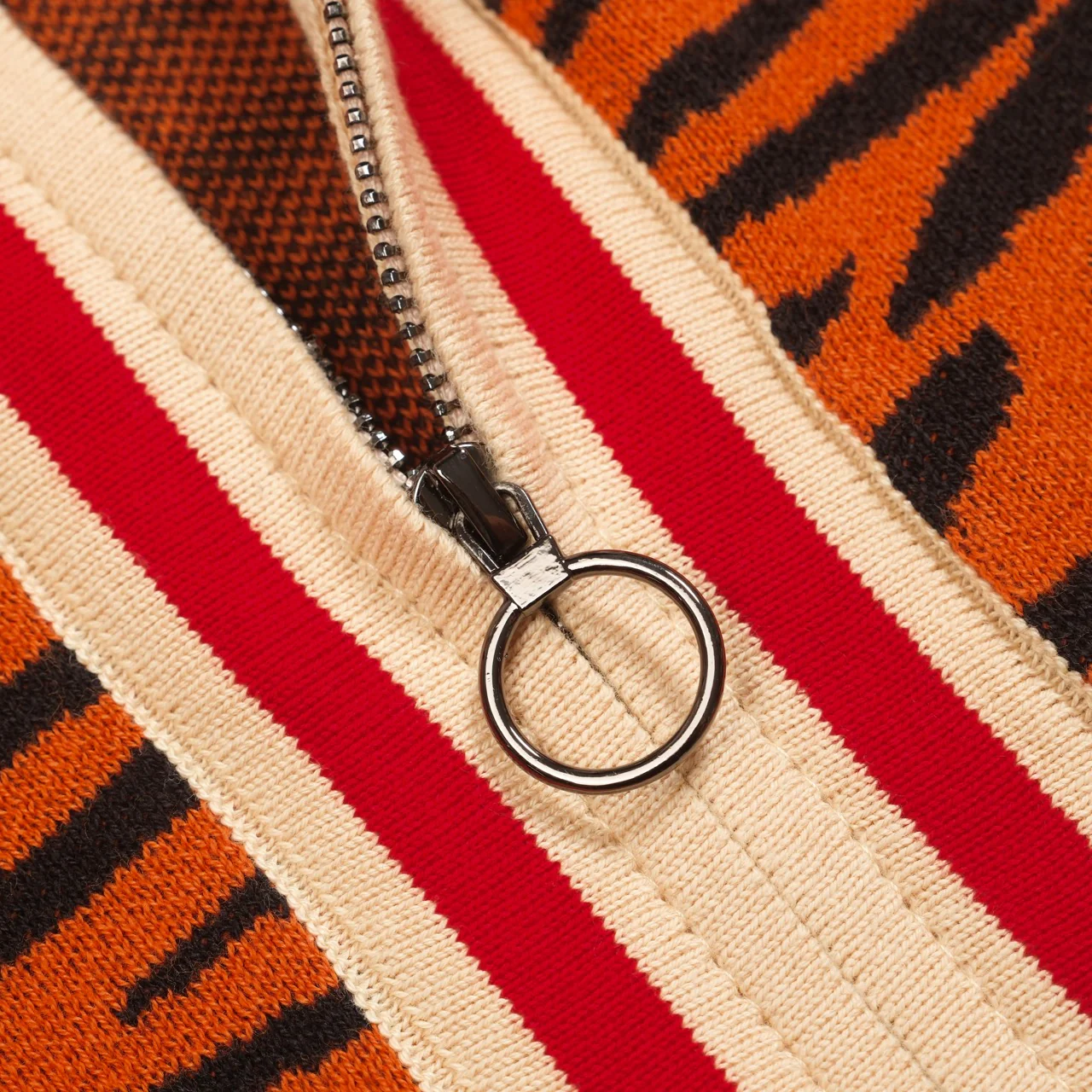Men's orange striped zipper cardigan - Image 5