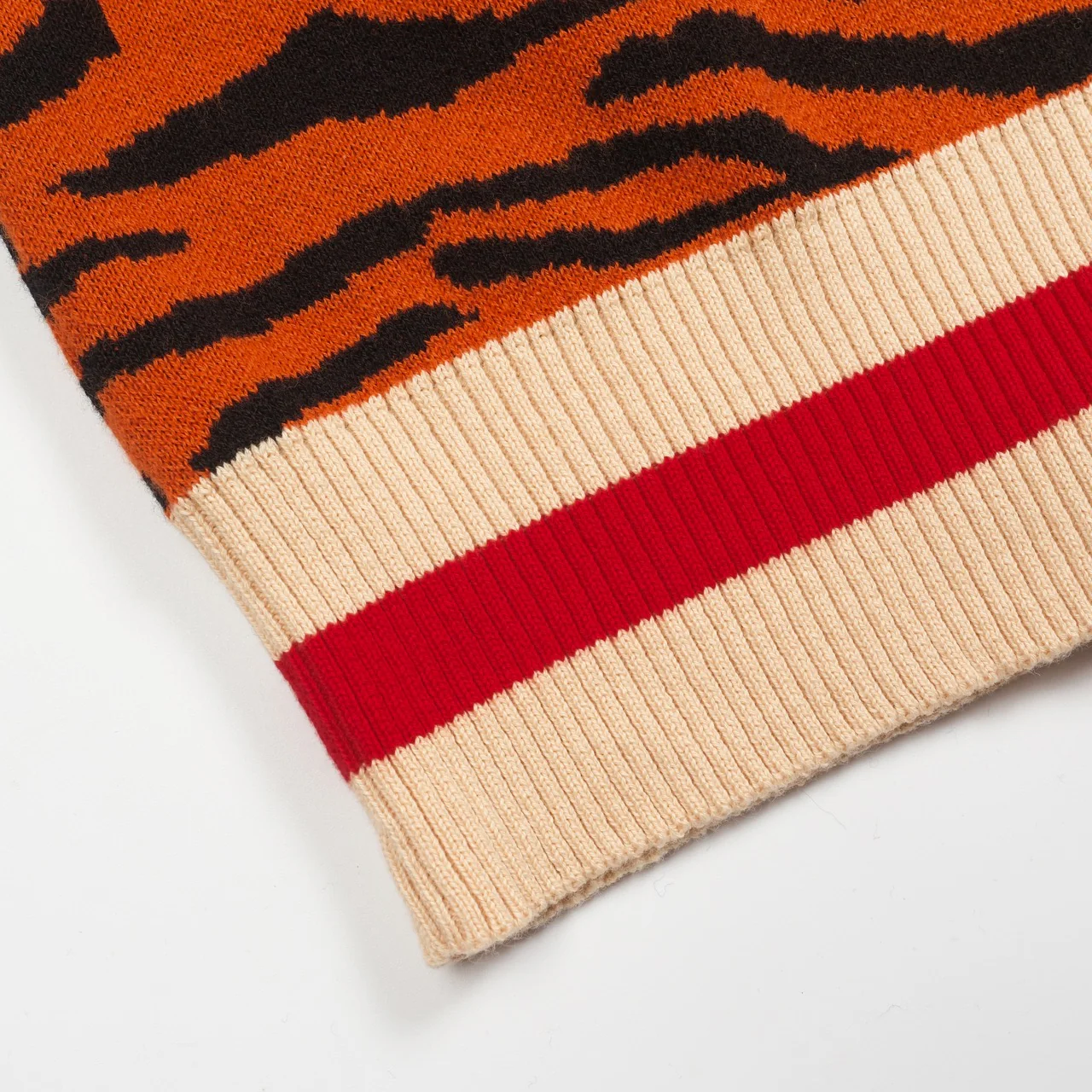 Men's orange striped zipper cardigan - Image 7