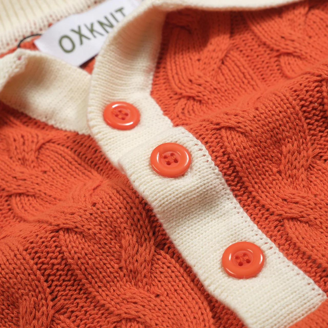 Men's orange twist vintage knitted polo shirt - Image 5
