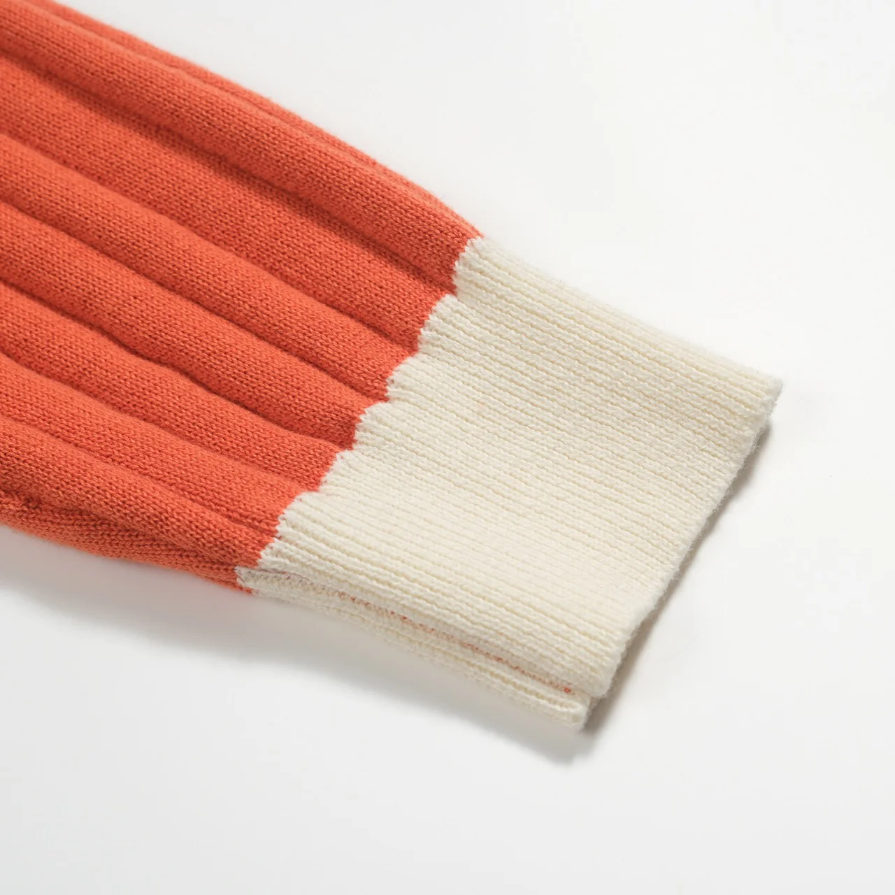 Mens orange vertical pit striped knitted polo shirt - Image 6