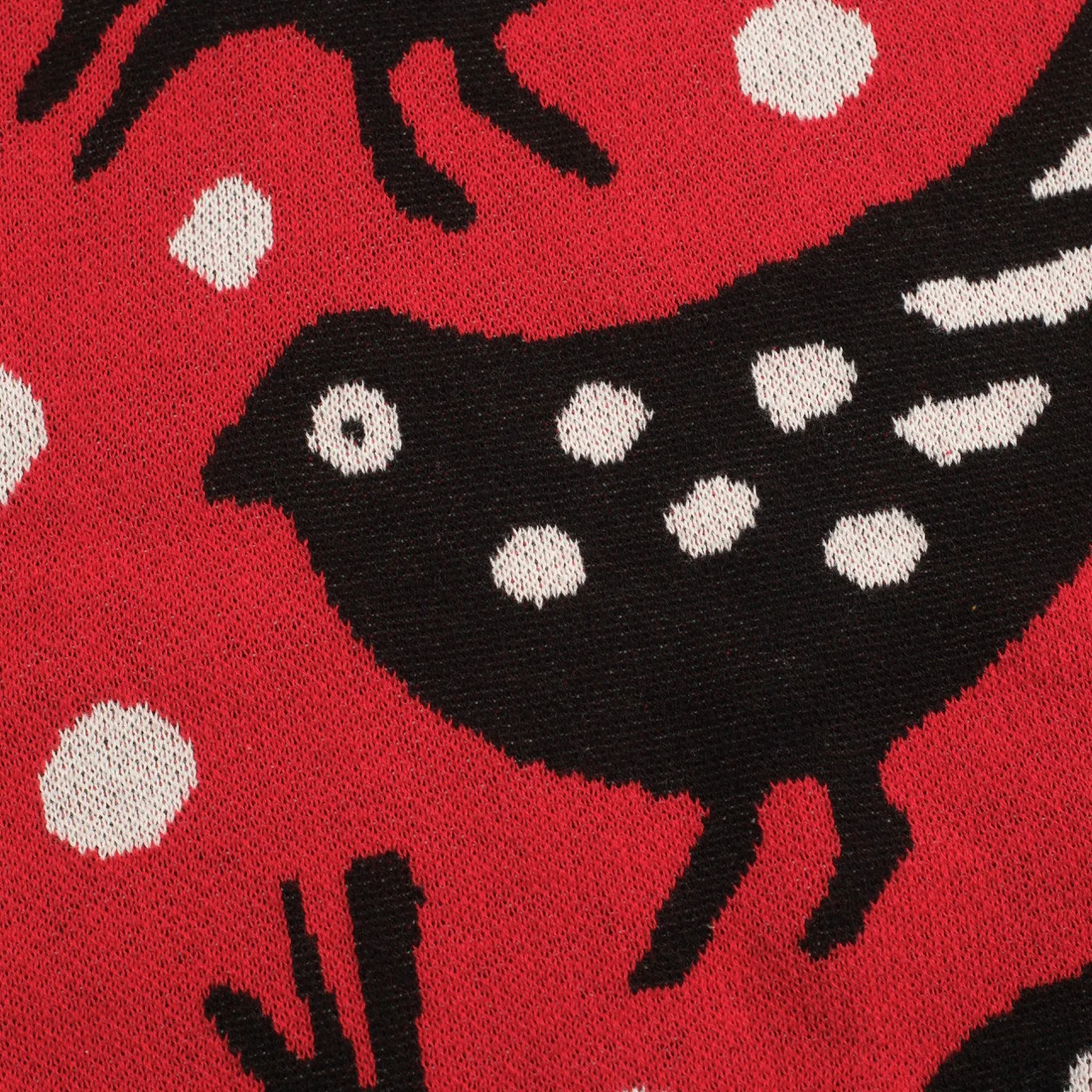 Men's red Bird vintage jacquard cardigan - Image 2