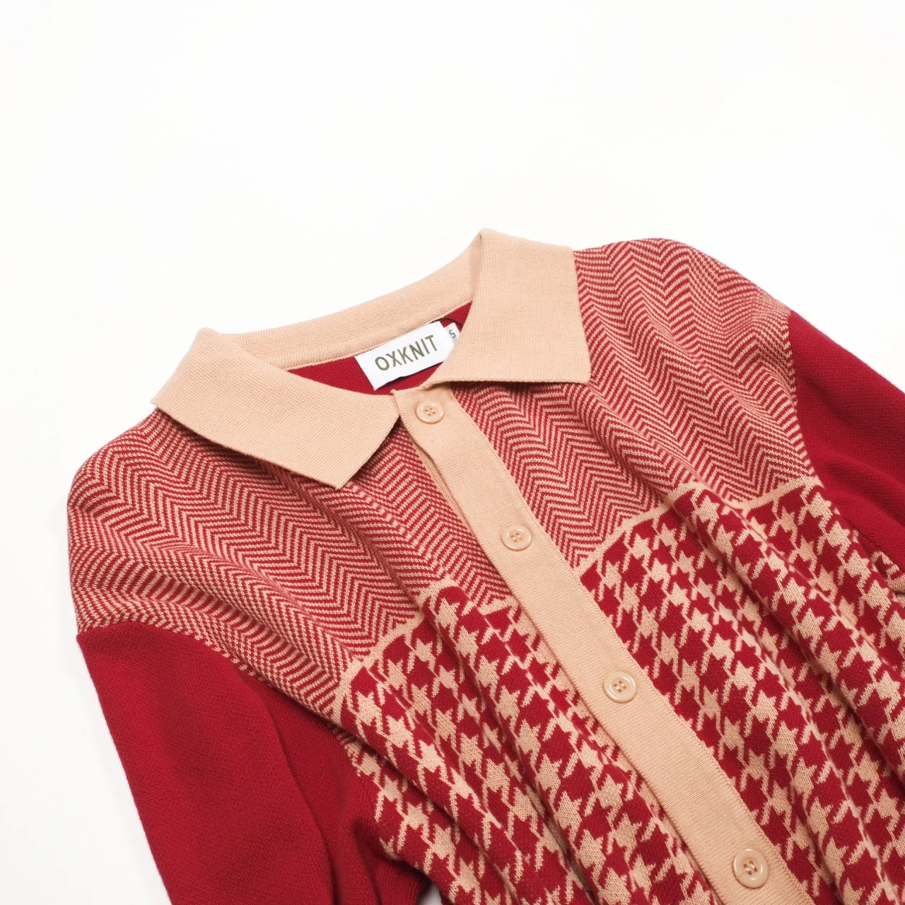 Men's Red Classic Vintage Fashion Jacquard Knitted Cardigan - Image 10
