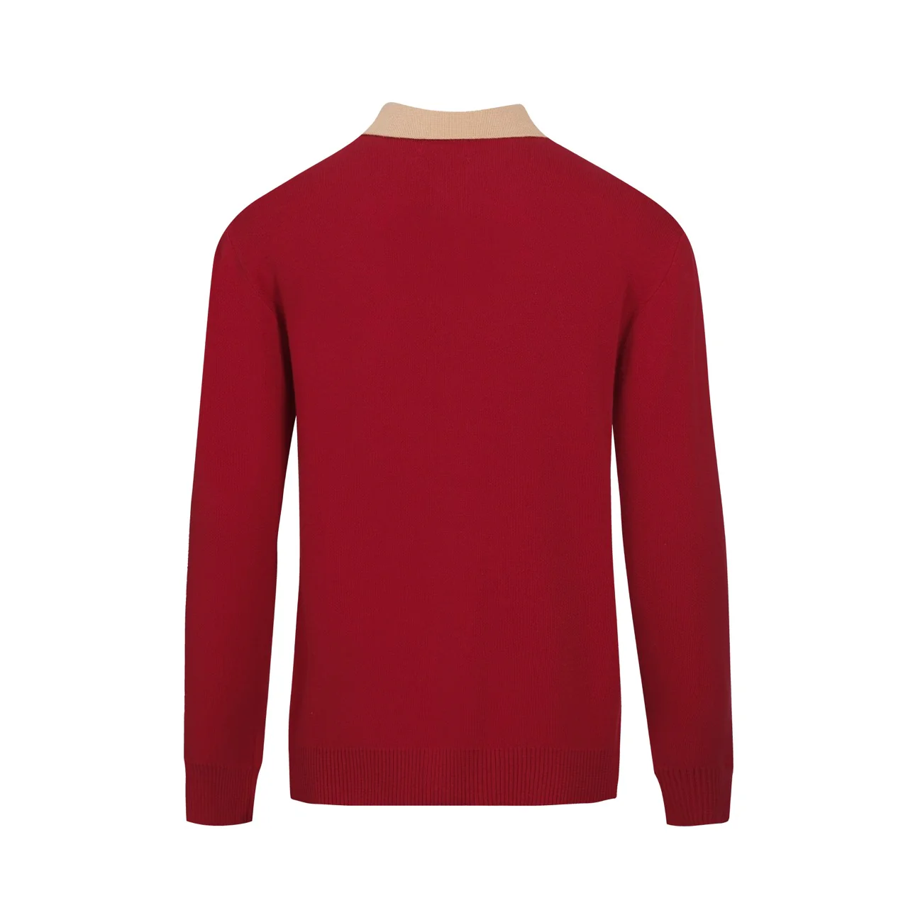 Men's Red Classic Vintage Fashion Jacquard Knitted Cardigan - Image 3