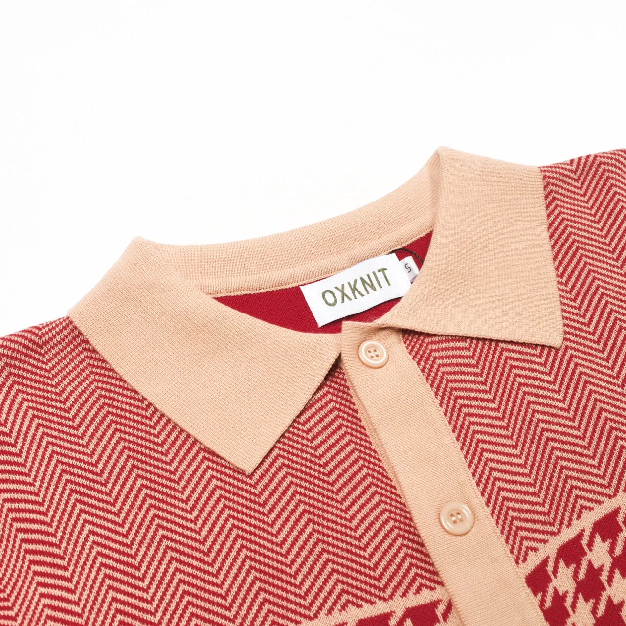 Men's Red Classic Vintage Fashion Jacquard Knitted Cardigan - Image 4