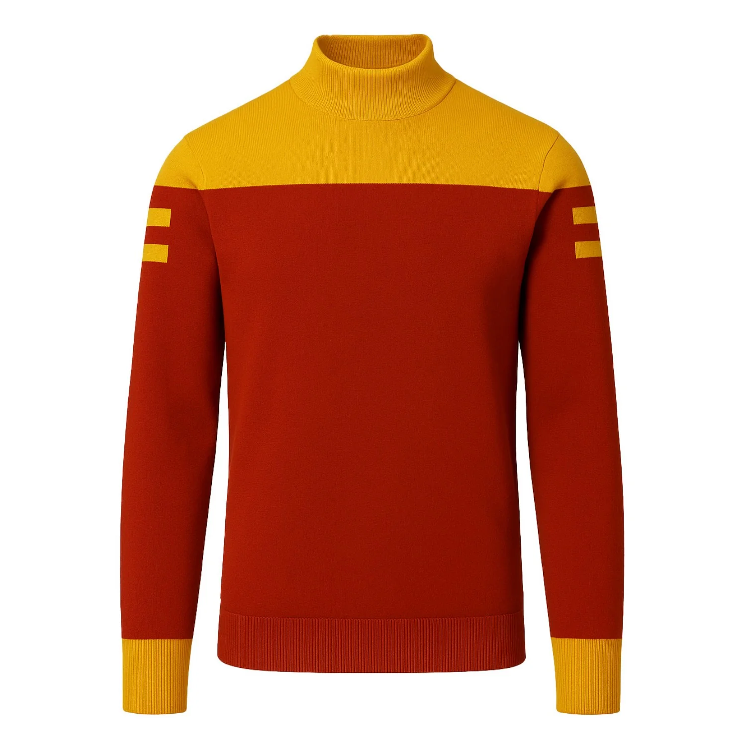 Men's red fashionable retro jacquard high-neck knitwear