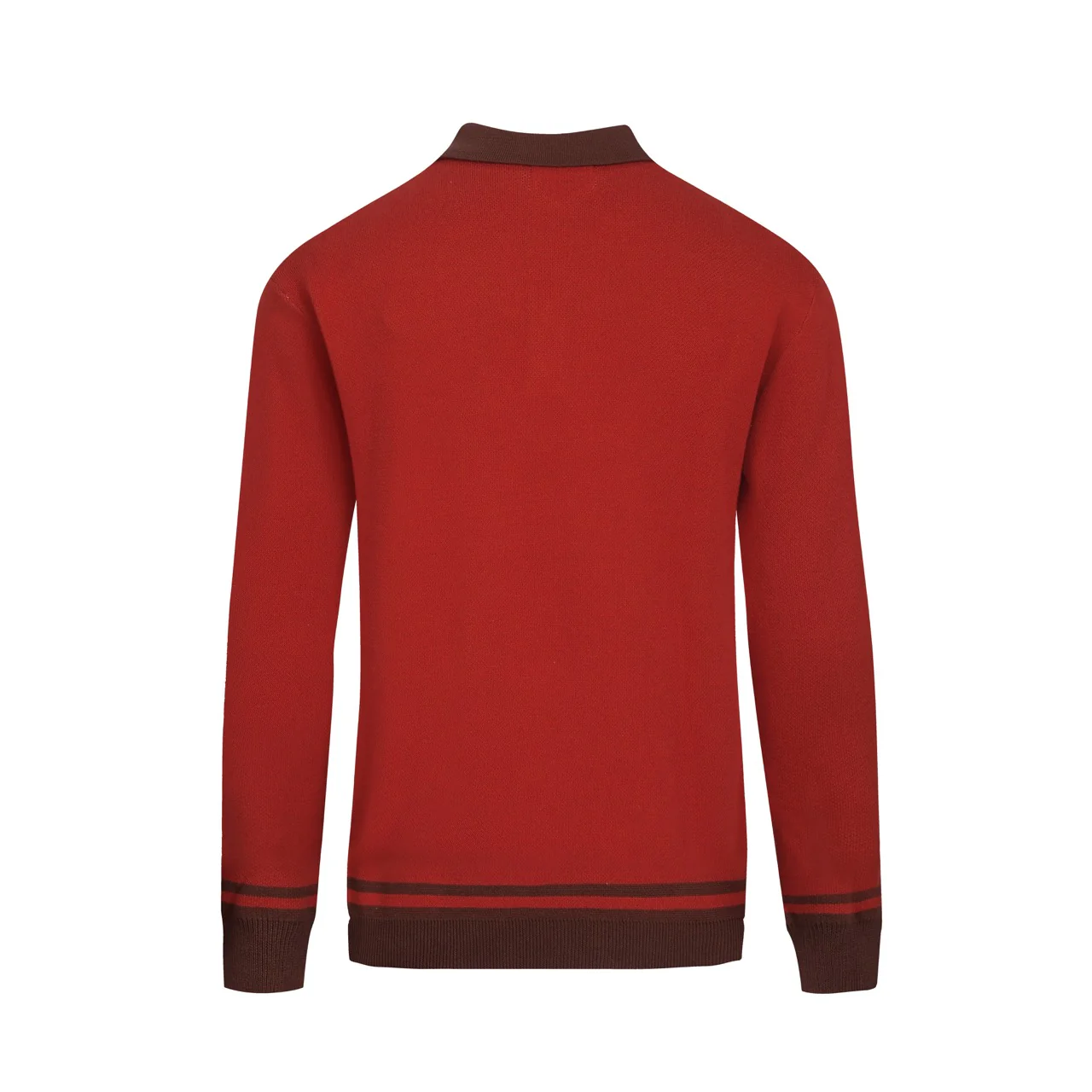 Men's red leopard print animal jacquard knitted polo shirt - Image 10