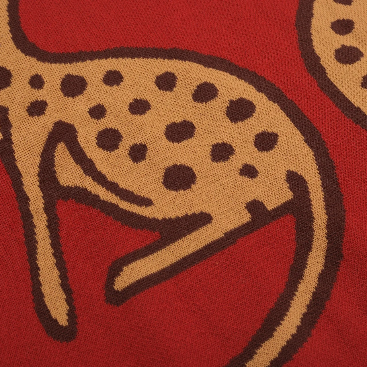 Men's red leopard print animal jacquard knitted polo shirt - Image 6
