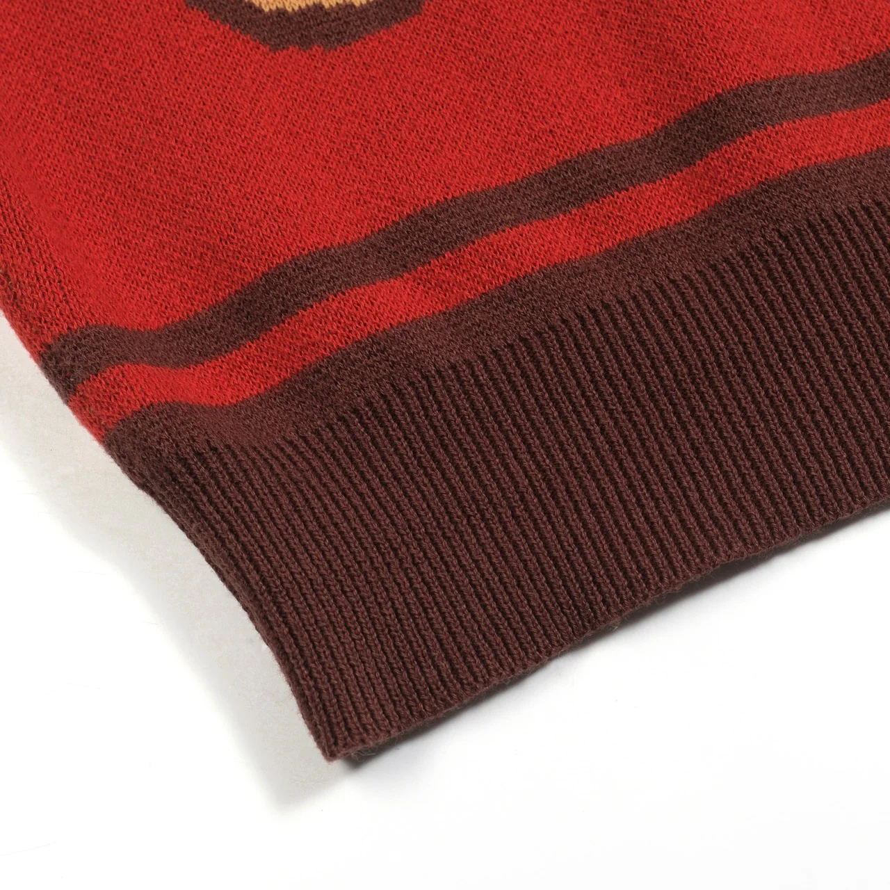 Men's red leopard print animal jacquard knitted polo shirt - Image 7