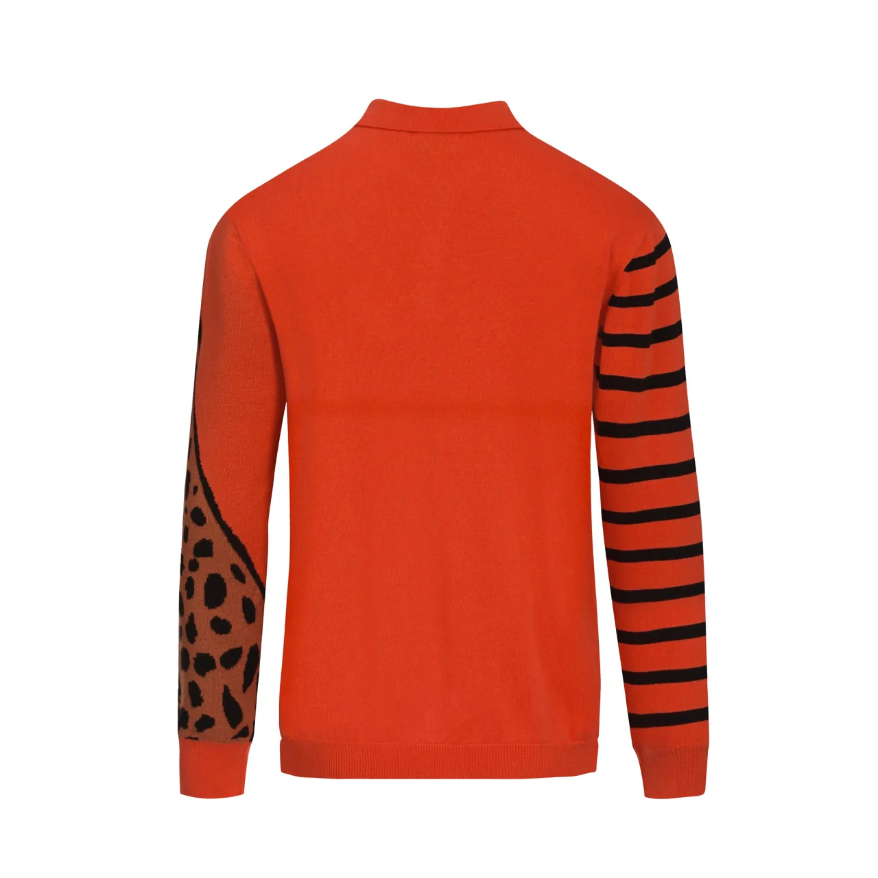Men's red leopard striped knitted polo shirt - Image 3
