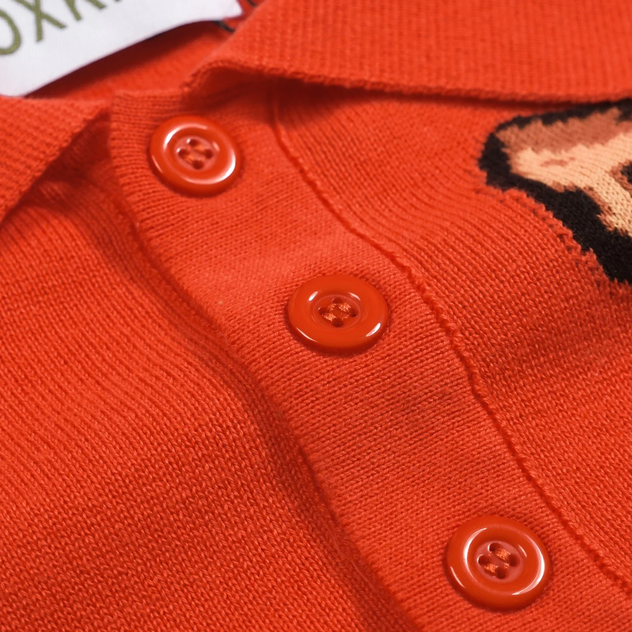 Men's red leopard striped knitted polo shirt - Image 5