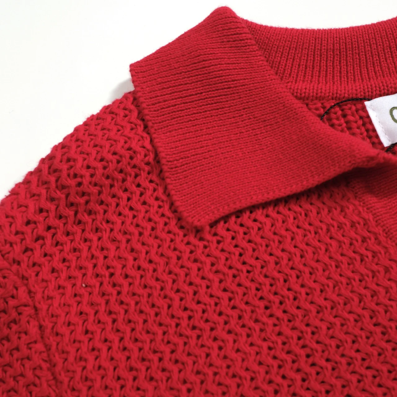 Men's red retro casual V-neck knitted polo shirt - Image 5