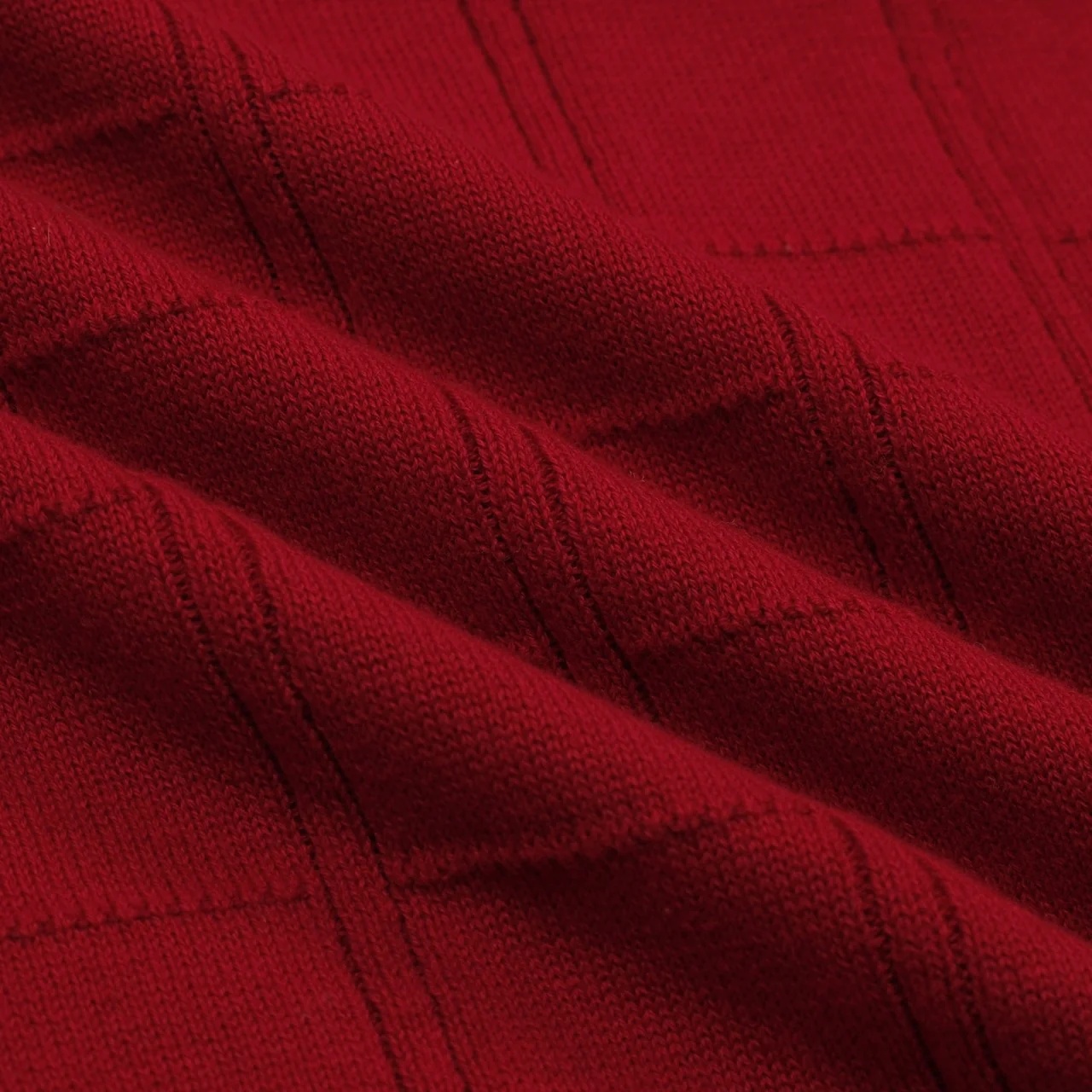 Men's Red Striped Classic Jacquard Knit Polo Shirt - Image 2