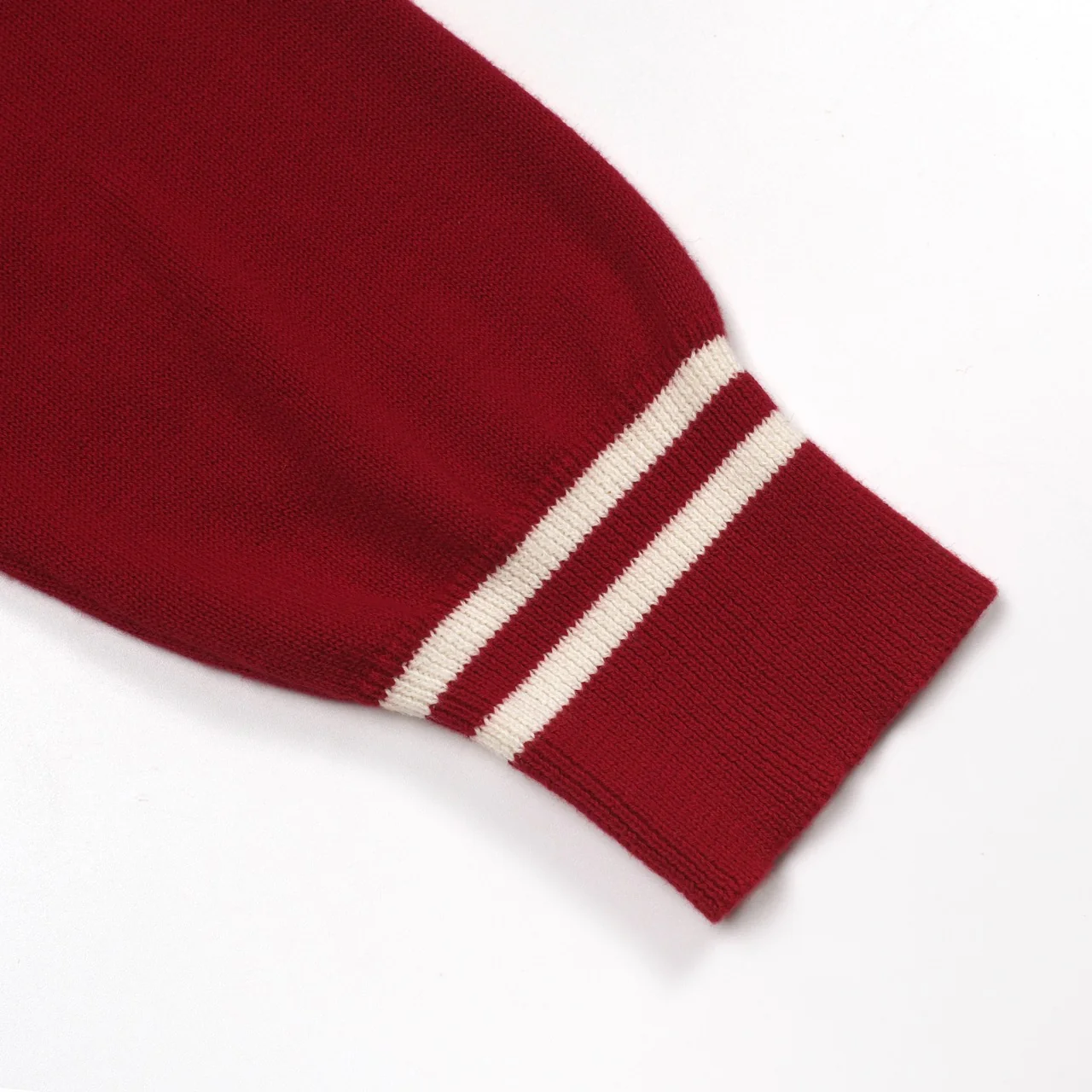 Men's Red Striped Classic Jacquard Knit Polo Shirt - Image 7