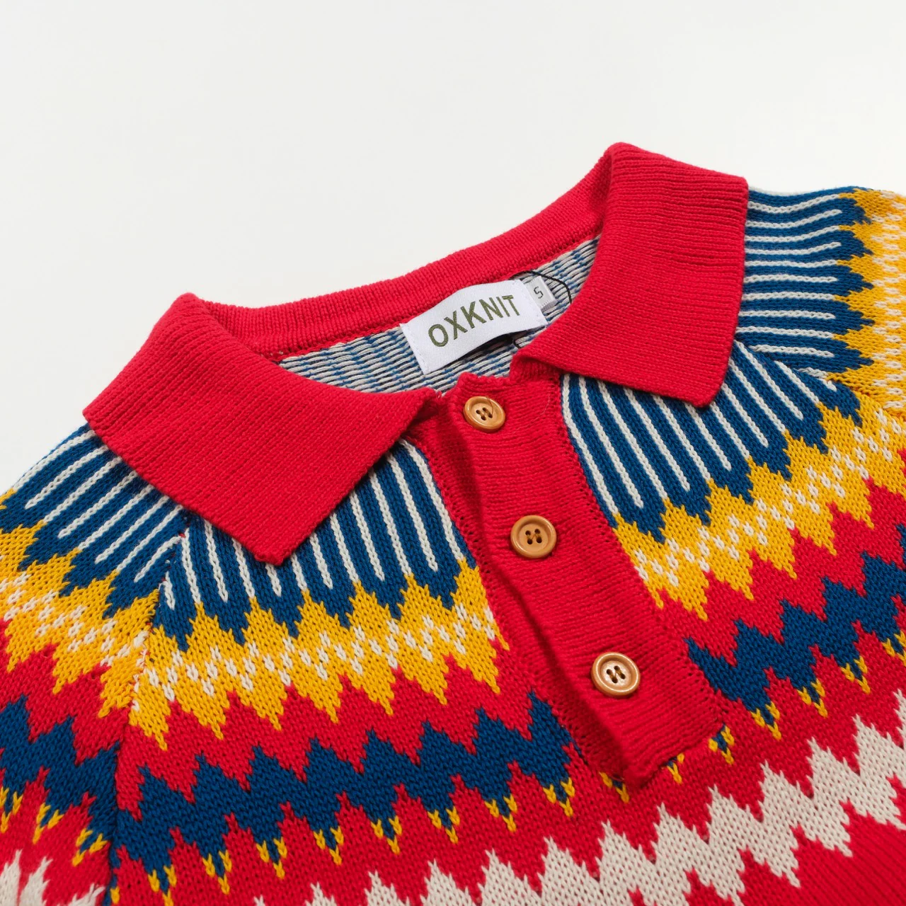 Men's red vintage knitted polo shirt - Image 4