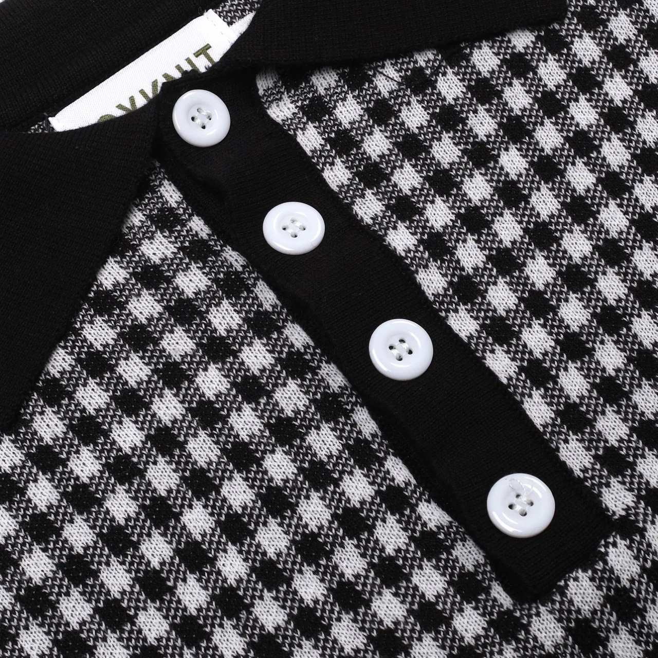 Men's retro black fashionable street top pattern jacquard polo shirt - Image 5