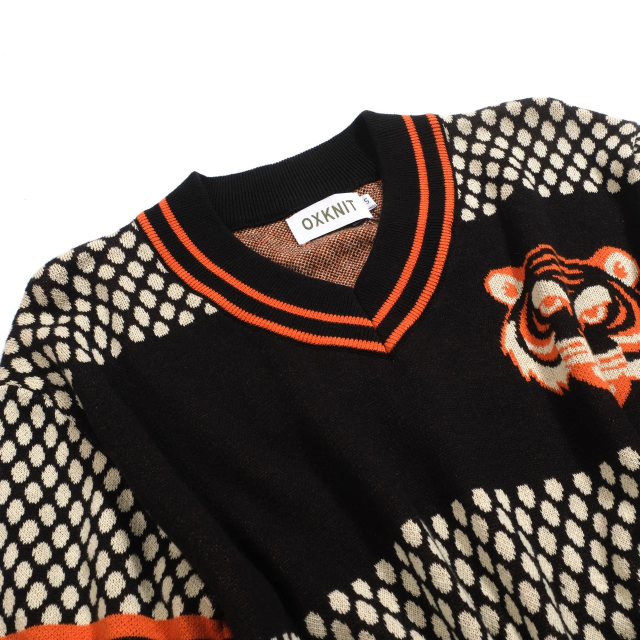 Men's retro jacquard knitted V-neck T-shirt - Image 8