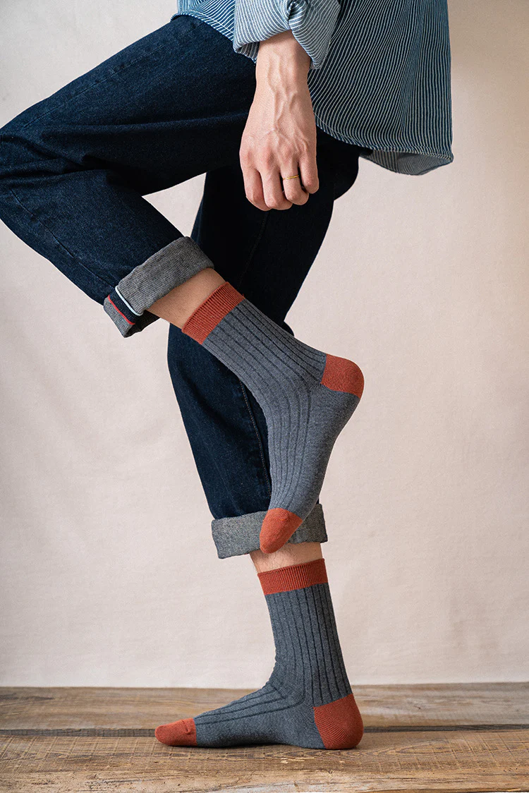 Men's Socks Autumn and Winter Cotton Color Matching Basic All-Matching Tube Socks - Image 19